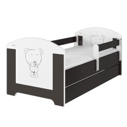 Detská posteľ OSKAR 140x70 / 160x80 so zábranou, roštom a matracom – detská posteľ s úložným priestorom
