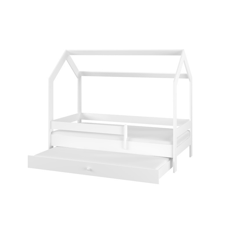 Domčeková posteľ pre deti Happy s prísteľkou  160x80 180x80 Biela