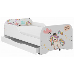 Detská posteľ 140x70 a 160x80 s matracom,bočnicou a úložným priestorom.