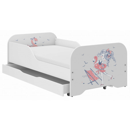 Detská posteľ 140x70 a 160x80 s matracom,bočnicou a úložným priestorom.