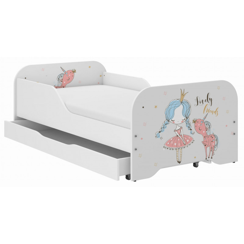 Detská posteľ 140x70 a 160x80 s matracom,bočnicou a úložným priestorom.