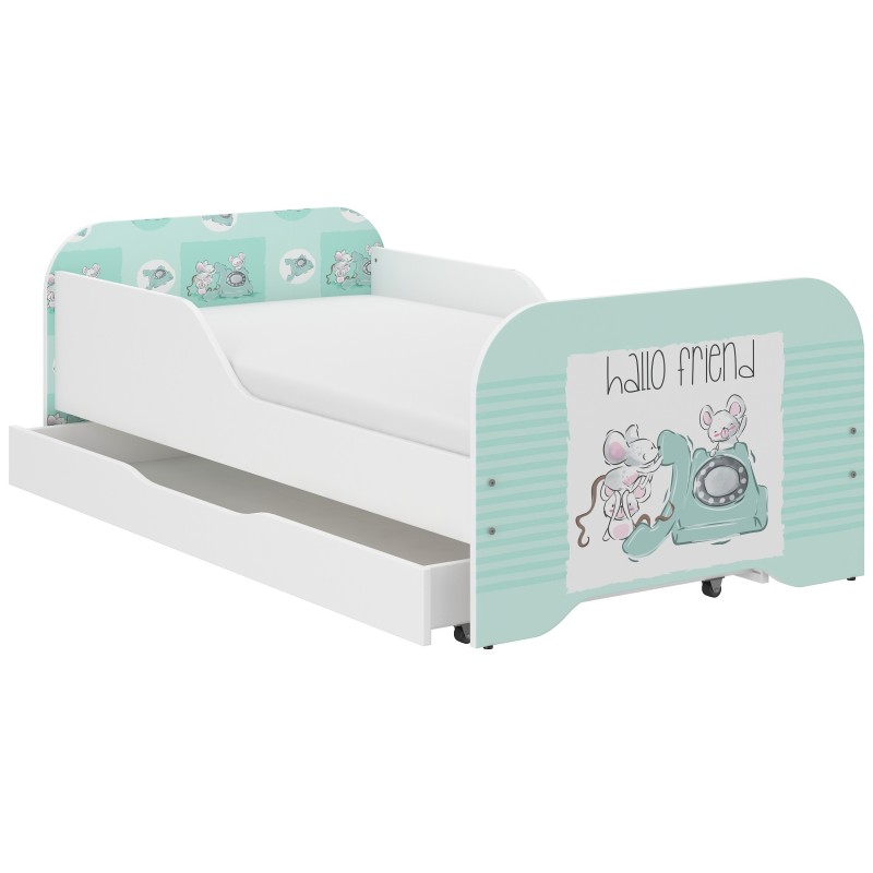 Detská posteľ 140x70 a 160x80 s matracom,bočnicou a úložným priestorom.