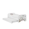 Detská posteľ MIKI biela s prísteľkou a matracmi 160x80 + 140x70
