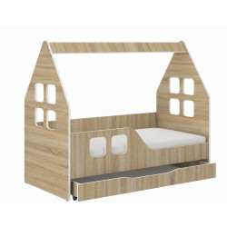 Domčeková posteľ pre deti MDF 140x70 a 160x80 dub sonoma