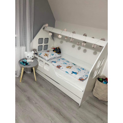 Domčeková posteľ pre deti s úložným priestorom MDF 140x70 a 160x80 biela