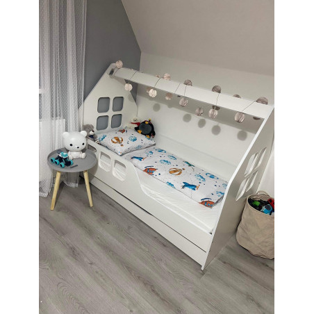 Domčeková posteľ pre deti s úložným priestorom MDF 140x70 a 160x80 biela