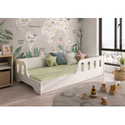 Detská posteľ Coco s bariérkou 140x70 / 160x80 cm - drevená posteľ s matracom