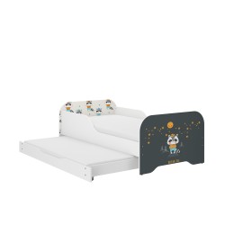 Detská posteľ MIKI biela s prísteľkou a matracmi 160x80 + 140x70