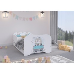 Detská posteľ MIKI Lev s prísteľkou a matracmi 160x80 + 140x70