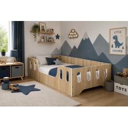 🛏️ Detská posteľ Coco s bariérou a matracom MATSEN – bezpečná posteľ pre deti 140x70 / 160x80