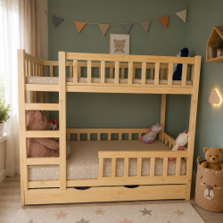 Detská poschodová posteľ z masívu 160x80 / 160x90 so zásuvkou 🌲🛏️