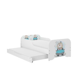 Detská posteľ MIKI biela s prísteľkou a matracmi 160x80 + 140x70