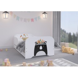 Detská posteľ MIKI Macík s prísteľkou a matracmi 160x80 + 140x70