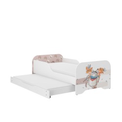 Detská posteľ MIKI biela s prísteľkou a matracmi 160x80 + 140x70