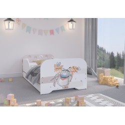 Detská posteľ MIKI Medveď s prísteľkou a matracmi 160x80 + 140x70