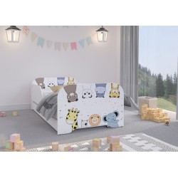Detská posteľ MIKI Mini ZOO s prísteľkou a matracmi 160x80 + 140x70