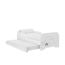 Detská posteľ MIKI biela s prísteľkou a matracmi 160x80 + 140x70