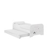 Detská posteľ MIKI biela s prísteľkou a matracmi 160x80 + 140x70