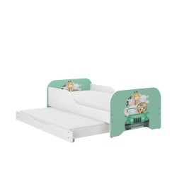 Detská posteľ MIKI biela s prísteľkou a matracmi 160x80 + 140x70