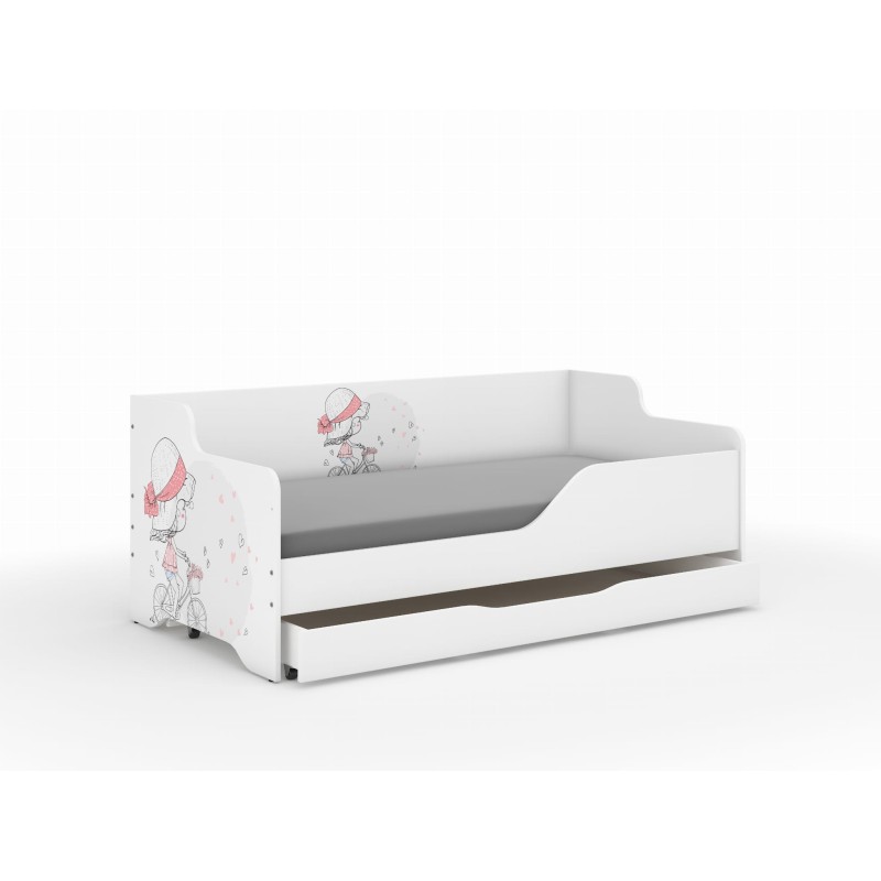 Detská posteľ LILU 160x80 cm so zásuvkou , matracom a bočnicou