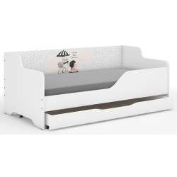 Detská posteľ LILU 160x80 cm so zásuvkou , matracom a bočnicou