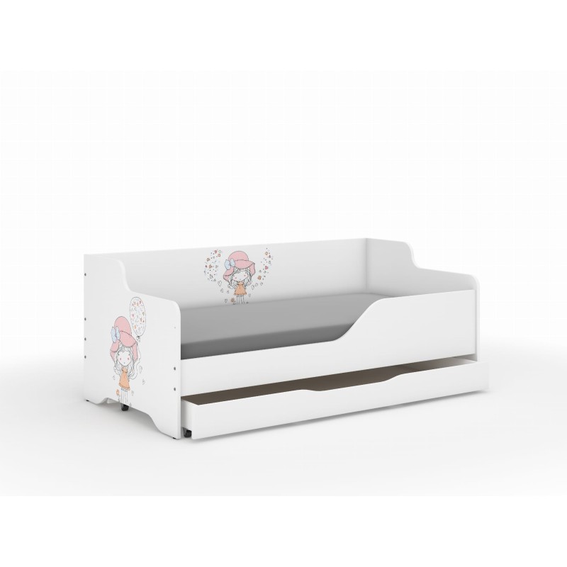 Detská posteľ LILU 160x80 cm so zásuvkou , matracom a bočnicou