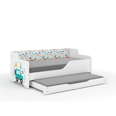 Detská posteľ s prísteľkou 160x80 Lilu Autíčko s matracmi